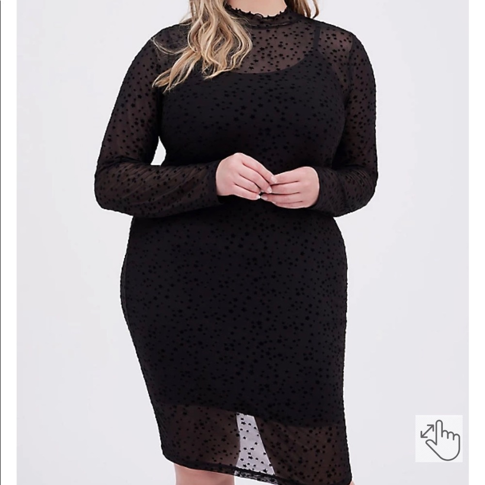NWT TORRID BLACK STAR MESH DRESS OVERLAY SZ 2